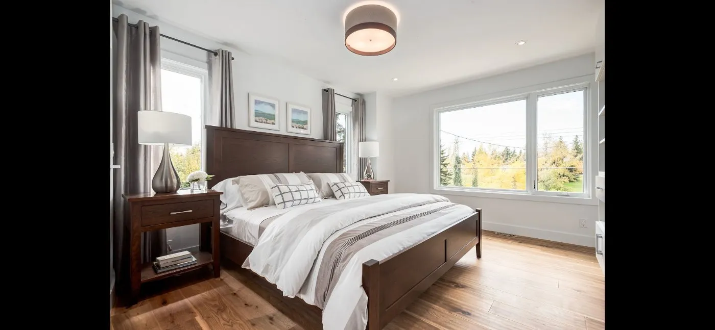 Bedroom with fresh white wall paint in Calgary