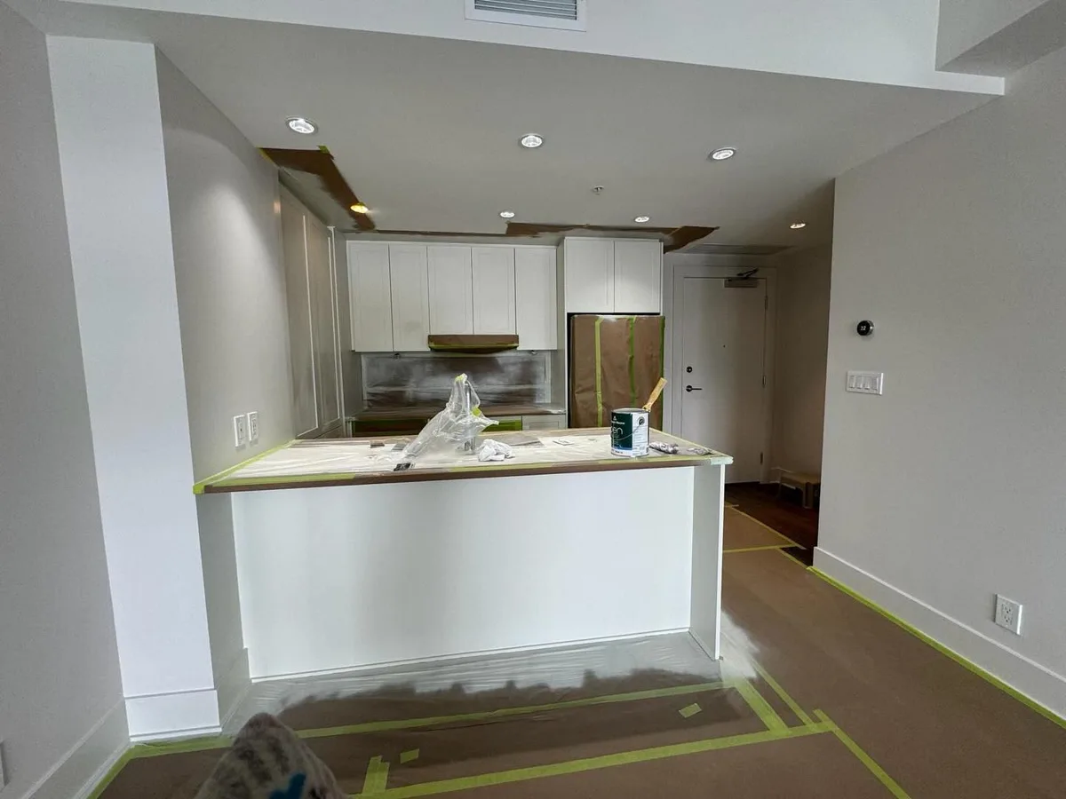 Kitchen cabinet refinishing project in Bridgeland, Calgary