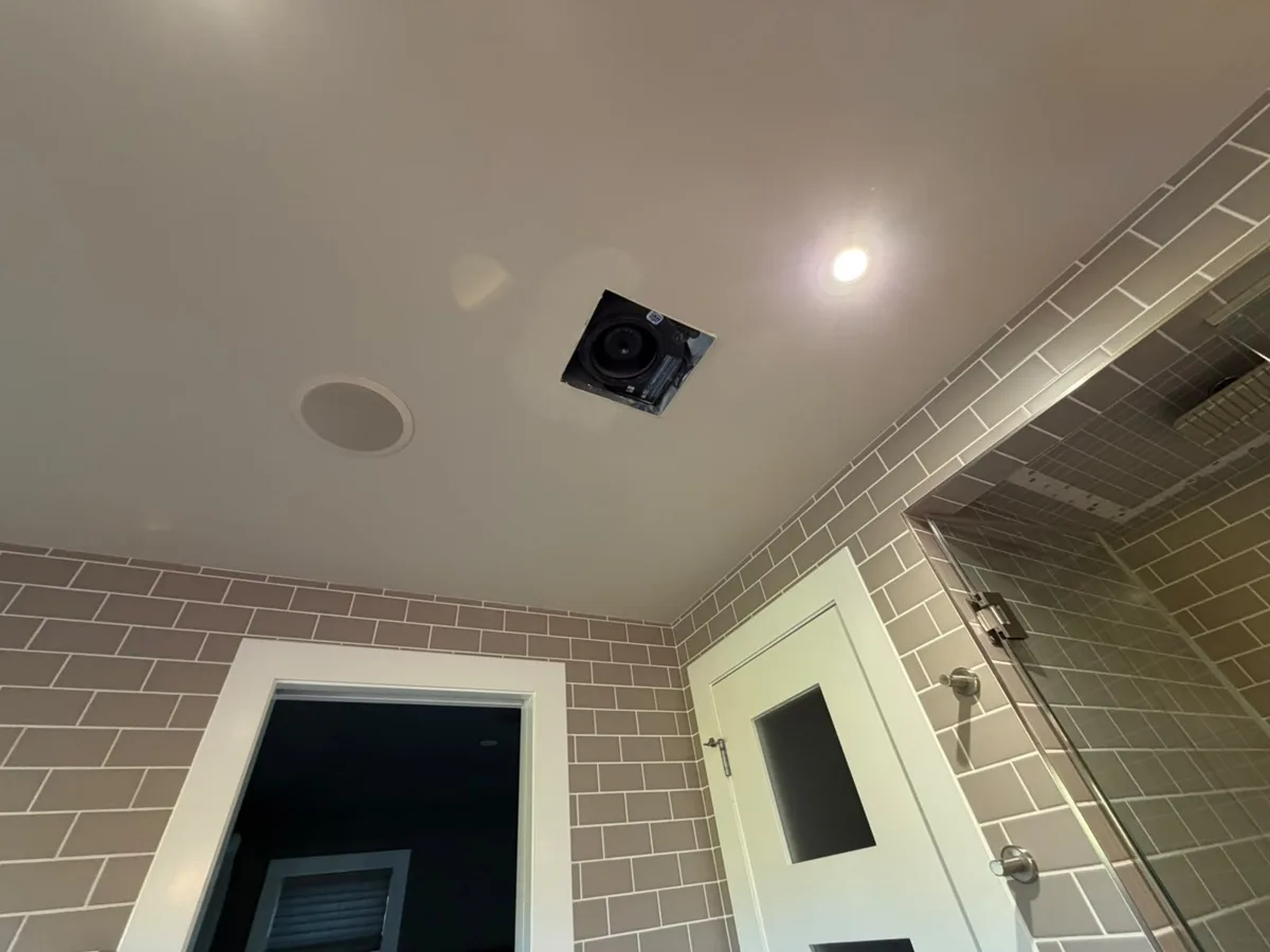 Patched bathroom ceiling sanded and ready for paint, Calgary