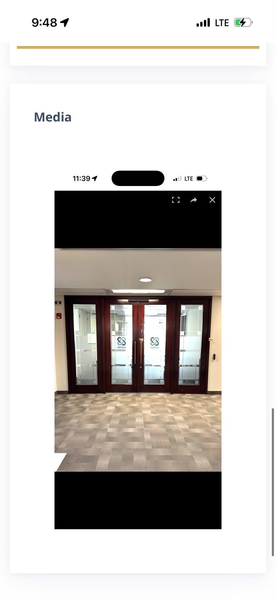 Refinished commercial door in Downtown Calgary