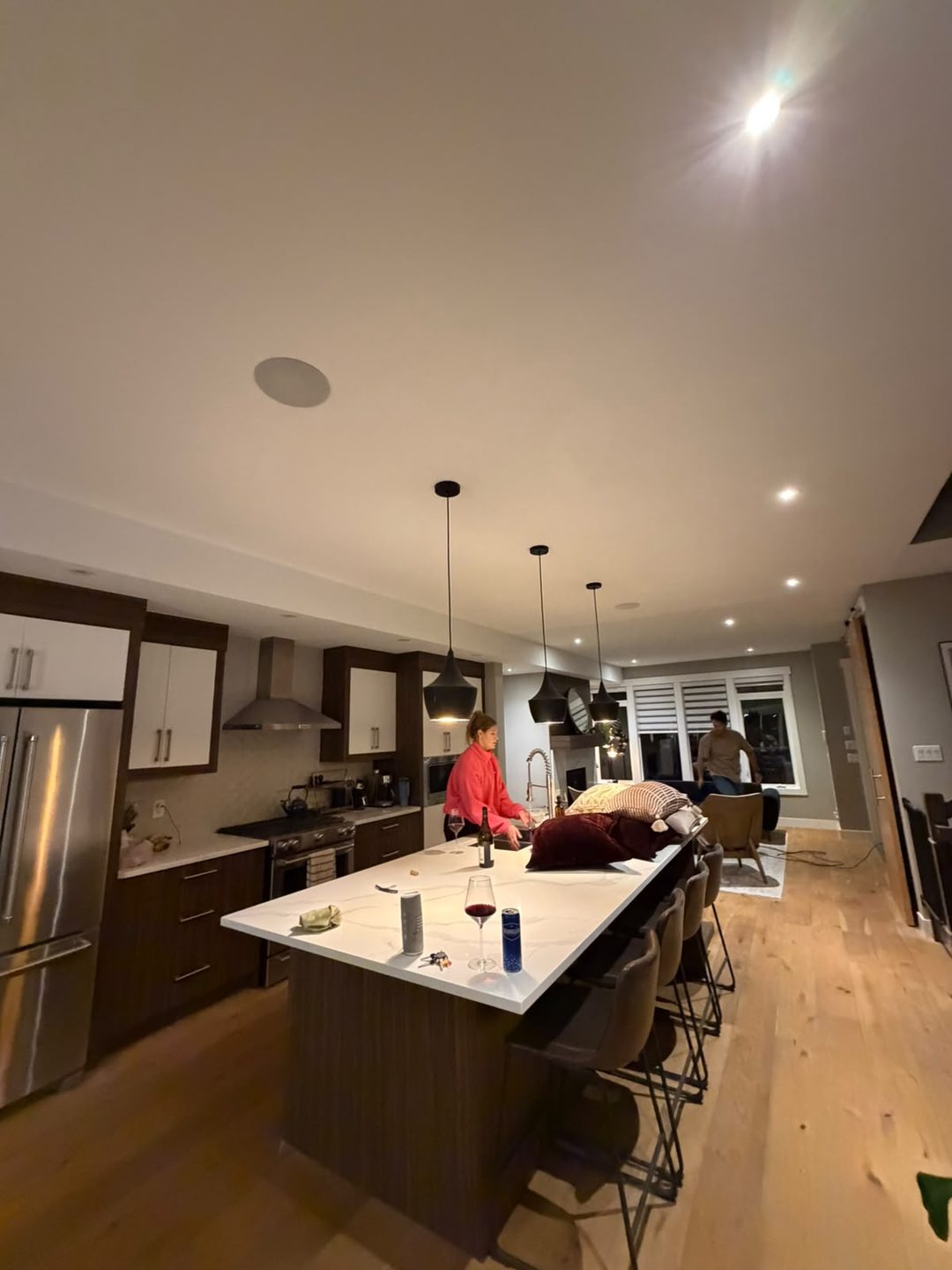 Kitchen before ceiling water damage repair in Mount Pleasant, Calgary