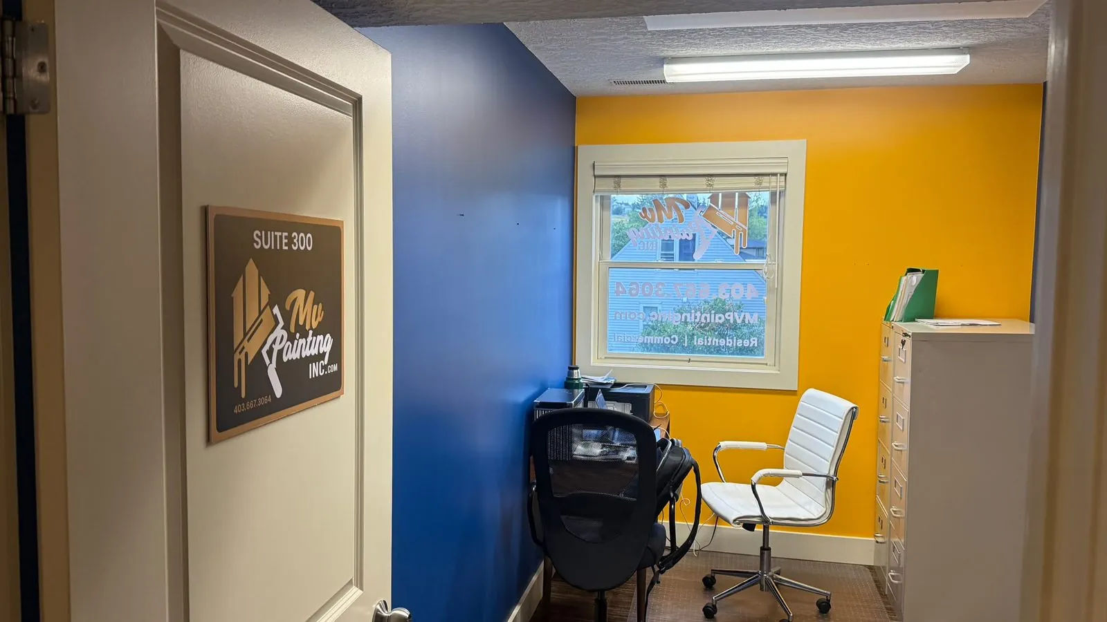Office interior with a fresh professional paint finish by MV Painting Inc., Calgary